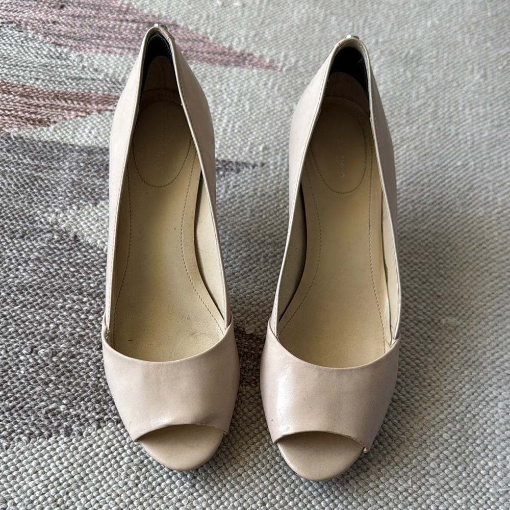 Elegant Beige Peep-Toe Heels